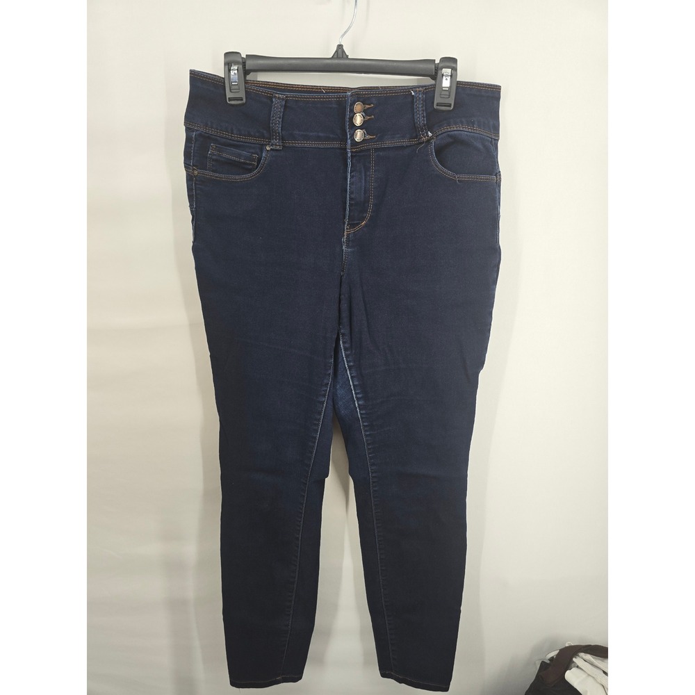 Wax Jean Butt I Love You Dark Wash Skinny Jeans Triple Button High Rise Size 14